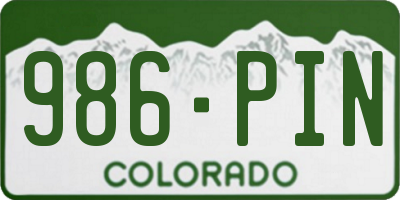 CO license plate 986PIN