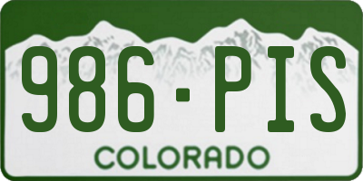 CO license plate 986PIS