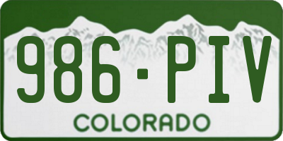 CO license plate 986PIV