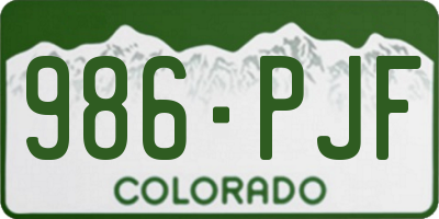 CO license plate 986PJF