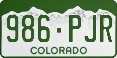 CO license plate 986PJR