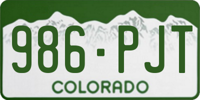 CO license plate 986PJT