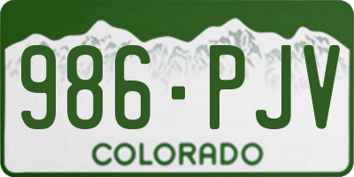 CO license plate 986PJV