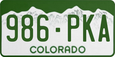 CO license plate 986PKA