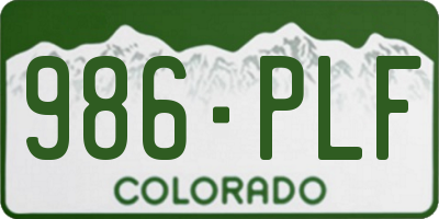 CO license plate 986PLF