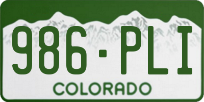 CO license plate 986PLI