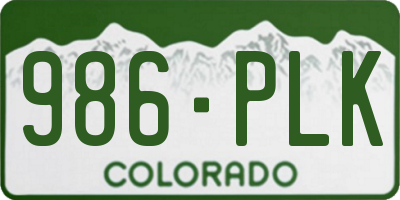 CO license plate 986PLK