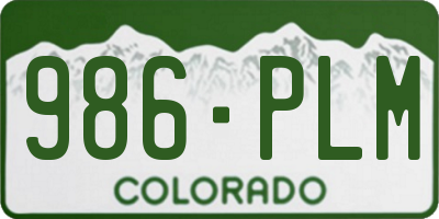 CO license plate 986PLM