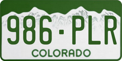 CO license plate 986PLR
