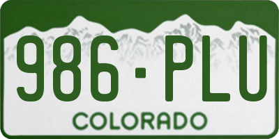 CO license plate 986PLU