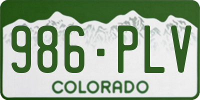 CO license plate 986PLV