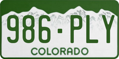 CO license plate 986PLY