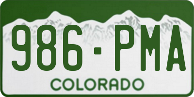 CO license plate 986PMA