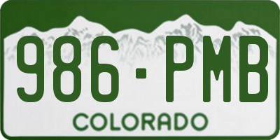 CO license plate 986PMB