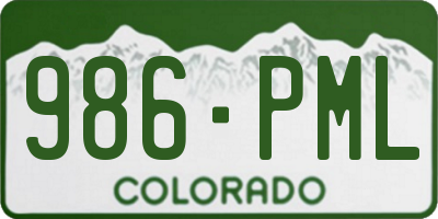 CO license plate 986PML