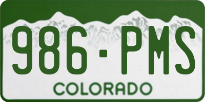 CO license plate 986PMS