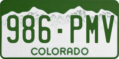 CO license plate 986PMV
