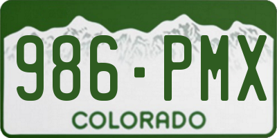 CO license plate 986PMX