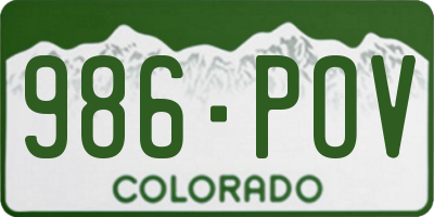 CO license plate 986POV