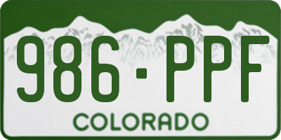 CO license plate 986PPF