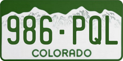 CO license plate 986PQL