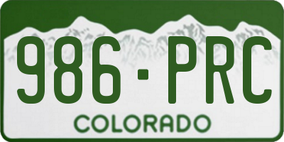 CO license plate 986PRC