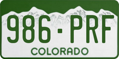 CO license plate 986PRF