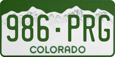 CO license plate 986PRG
