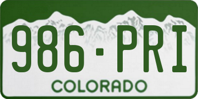 CO license plate 986PRI