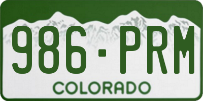CO license plate 986PRM