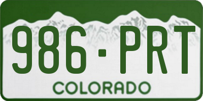 CO license plate 986PRT