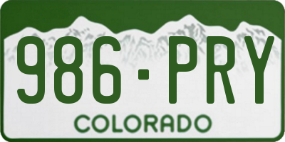 CO license plate 986PRY