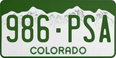 CO license plate 986PSA