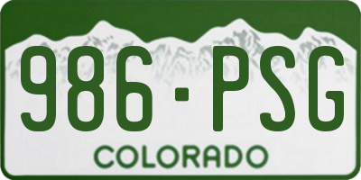 CO license plate 986PSG