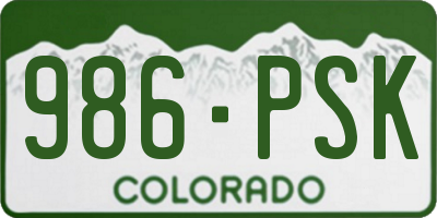 CO license plate 986PSK