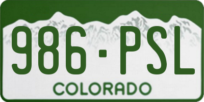 CO license plate 986PSL