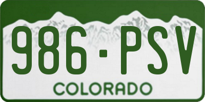 CO license plate 986PSV