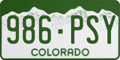 CO license plate 986PSY