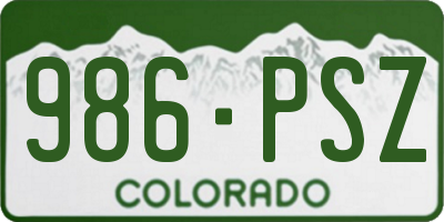 CO license plate 986PSZ