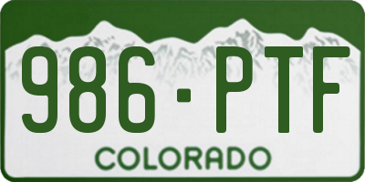 CO license plate 986PTF