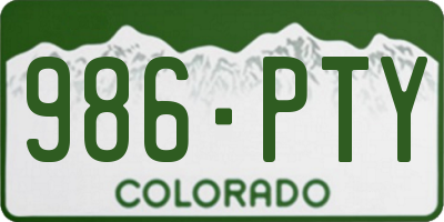 CO license plate 986PTY