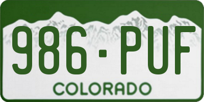 CO license plate 986PUF