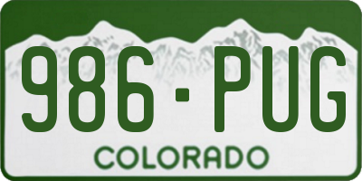 CO license plate 986PUG