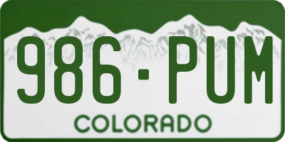 CO license plate 986PUM