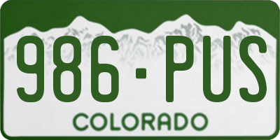 CO license plate 986PUS