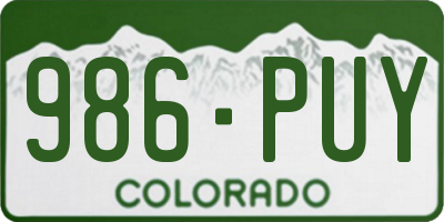 CO license plate 986PUY