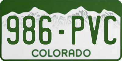 CO license plate 986PVC
