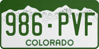 CO license plate 986PVF