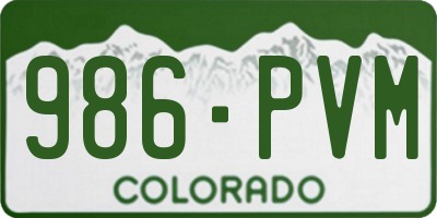 CO license plate 986PVM