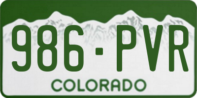 CO license plate 986PVR